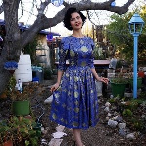 Hearts and Found Blue and Gold Dress